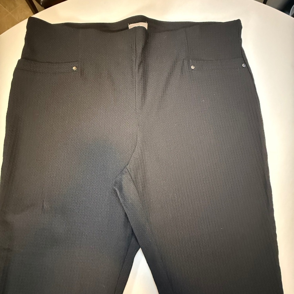 Maurices Womens Black Textured Pull On Dress Pants Straight Leg Cropped Ankle - Picture 4 of 13